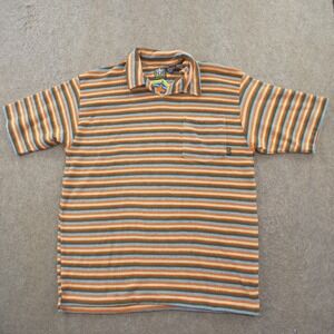 Reactor + Polo Shirt Mens Medium Blue Orange Beach French Terry Cloth New